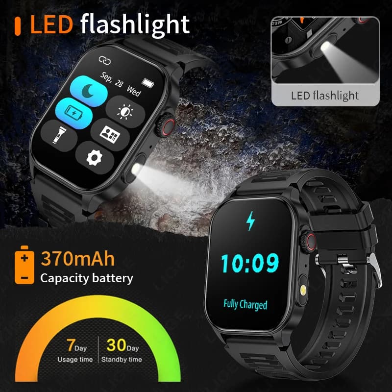 LIGE New Men Smart Watch Flashlight 2.01" HD Large Screen AI Voice Bluetooth Call Sport Watches Health Monitor Smartwatch Women - 4