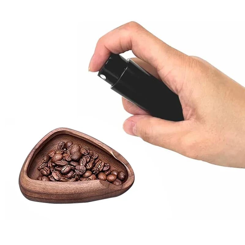 Wooden Coffee Bean Dosing Cup with Spray Bottle Set Solid Wood Bean Measuring Tray Portable Dispensing Bottle Coffee Lover Gift - 2