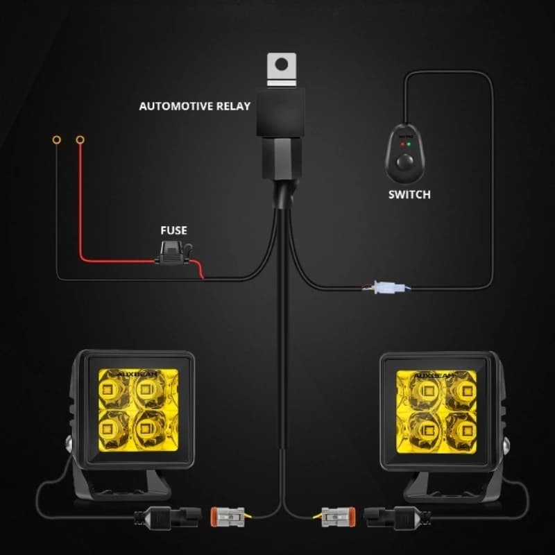 AUXBEAM إضاءة قيادة LED مربعة 2 بوصة 3000 كلفن/6500 كلفن مصباح كشاف مع تسخير لشاحنات البيك آب والطرق الوعرة - 3