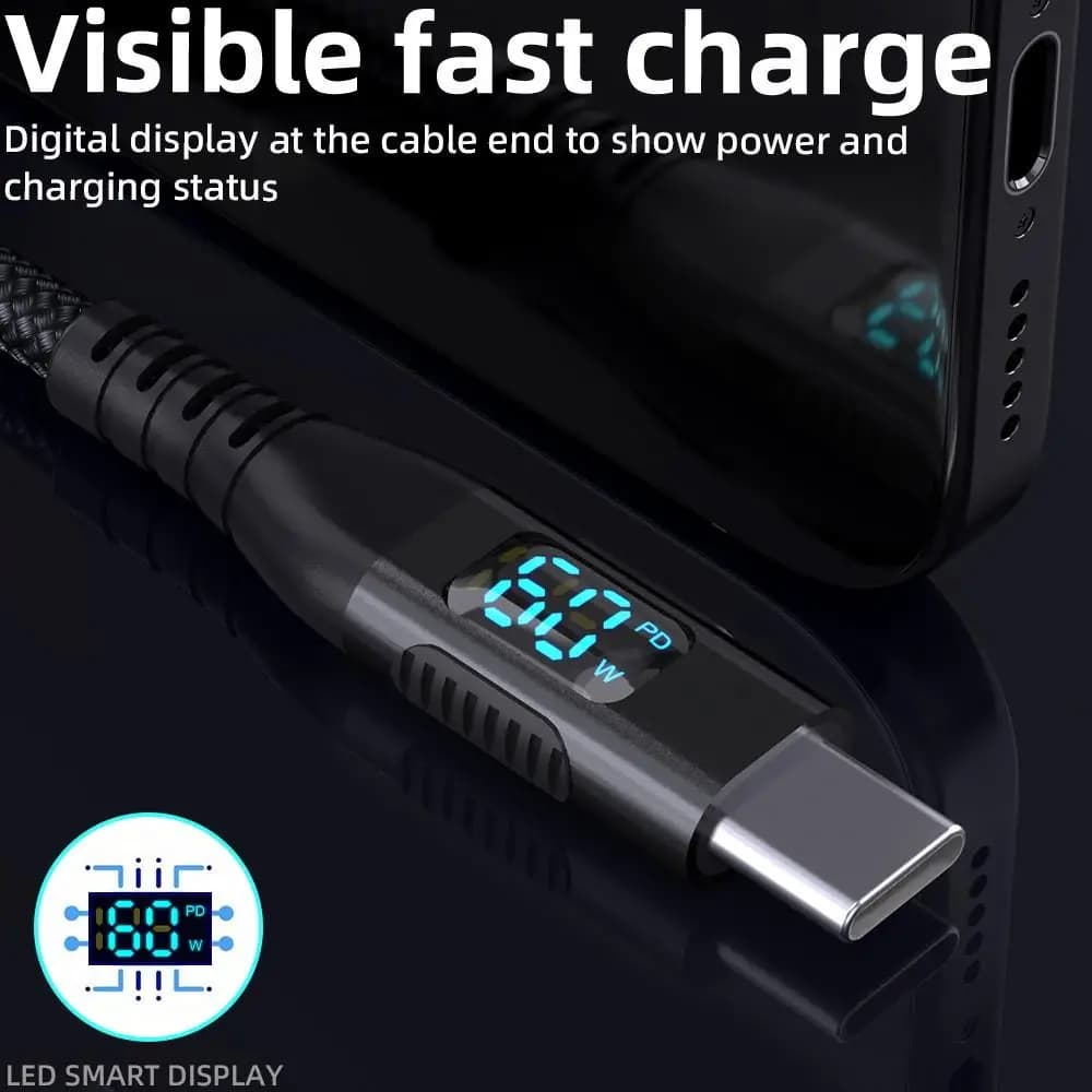 LAIHONEN 1/2 قطعة كابل شحن سريع من USB-C إلى USB-C، نايلون مضفر، لسلسلة آيفون 15، وسامسونج S21-S8 ونوت20-7 وA71 وA51 وA32 وLG موتو PS5 - 4