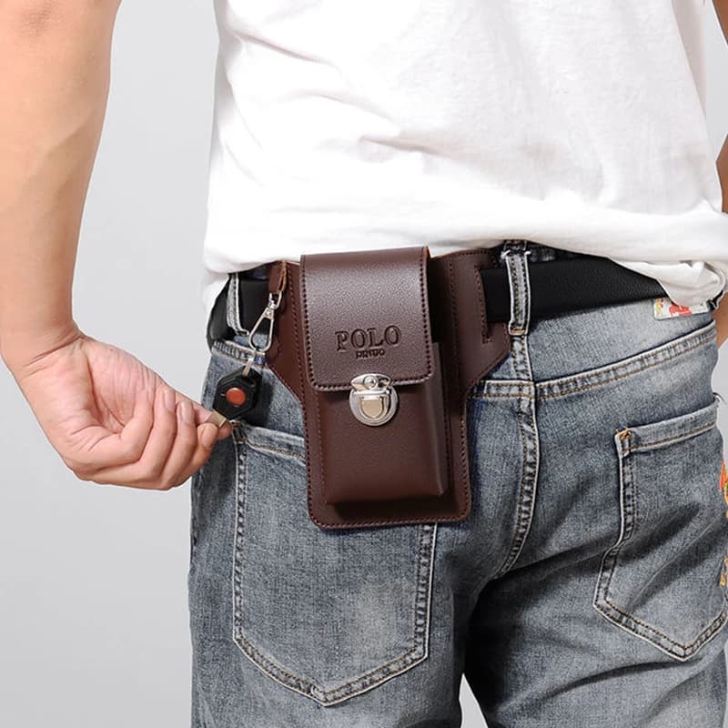 Neutral style backpack for men and women, suitable for carrying mobile phones. Comes with a waist belt for hanging keys. - 5