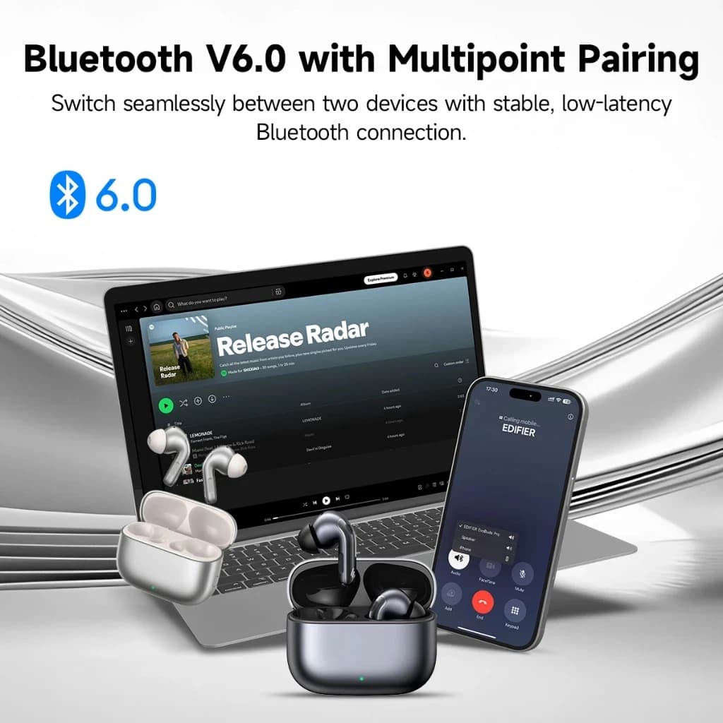 سماعات إديفيير إيفوبادز برو اللاسلكية الحقيقية مع إلغاء الضوضاء بلوتوث V6.0 لداك صوت عالي الدقة هجين ANC ترجمة صوتية ذكية IP54 - 6