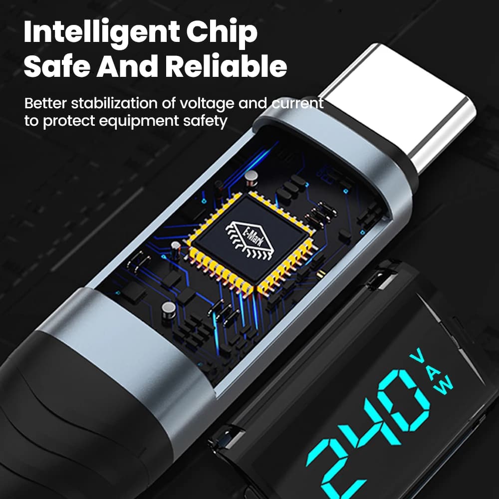 240W Type C to Type C Super Charge Digital Display Cable 0.5m-2m USB C Data Cable For Iphone 15 16 Samsung s24 s23 Huawei Xiaomi - 5