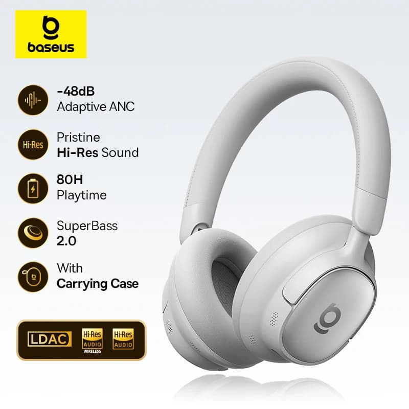 سماعات الرأس بلوتوث Baseus Bowie 30 Max إلغاء الضوضاء 45dB Hi-res LDAC سماعات فوق الأذن صوت ثلاثي الأبعاد سماعة أذن لاسلكية