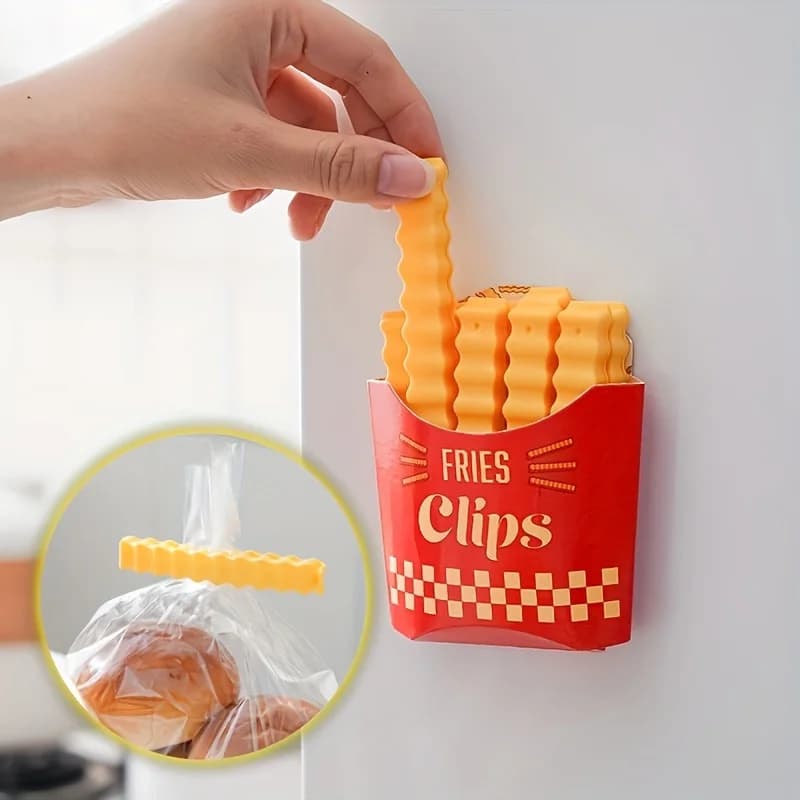 12 Piece Set of Potato Chip Shaped Sealing Clips and Snack Storage Boxes  for Kitchen Preservation and Refrigerator Organization