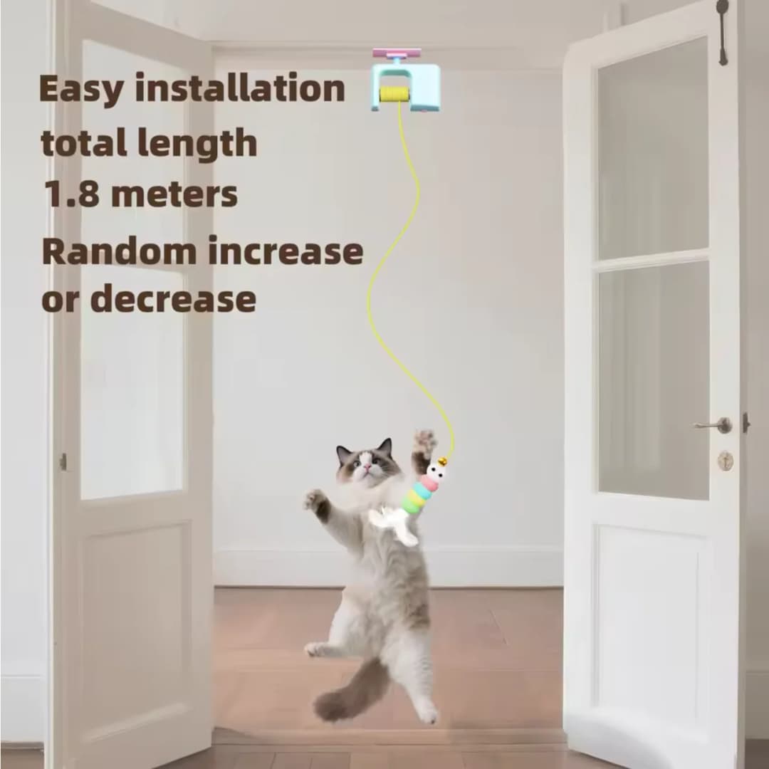 Cats Toys Pet Stress Relief Rechargeable Interactive Hanging Door Automatic Electric Flying Bird Cat Toy for Hunt Elastic Rope - 3