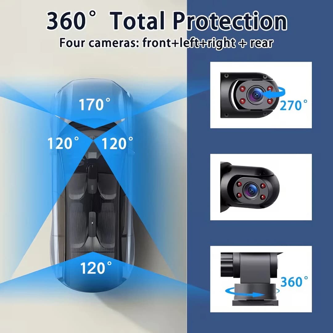 Dash Cam Vehicle DVR video recorder 4 cameras for cars black box front rear internal Night Vision Loop Recording dashcam car 360 - 4