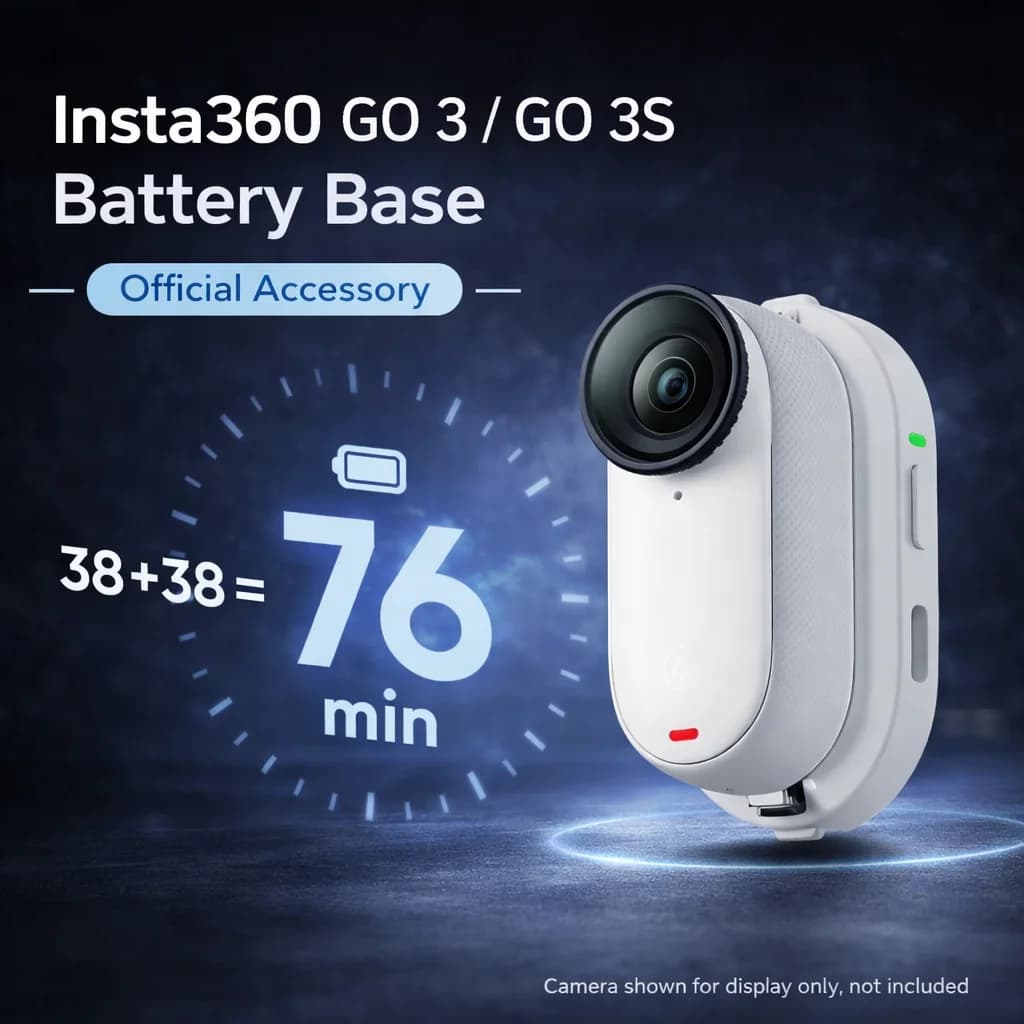 Insta360 GO 3 / GO 3S Battery Base Official Accessory, Dual Runtime Charging Case, 20min 80% Fast Charge