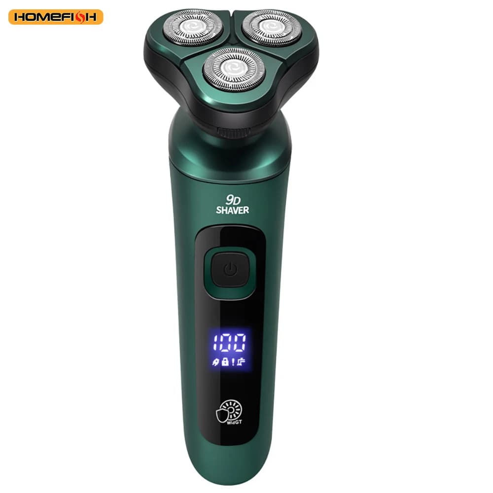 ماكينة حلاقة كهربائية ذكية بشاشة LCD، شفرة ثلاثية عائمة 3D، قابلة للشحن عبر USB ومقاومة للماء لتشذيب اللحية - 6