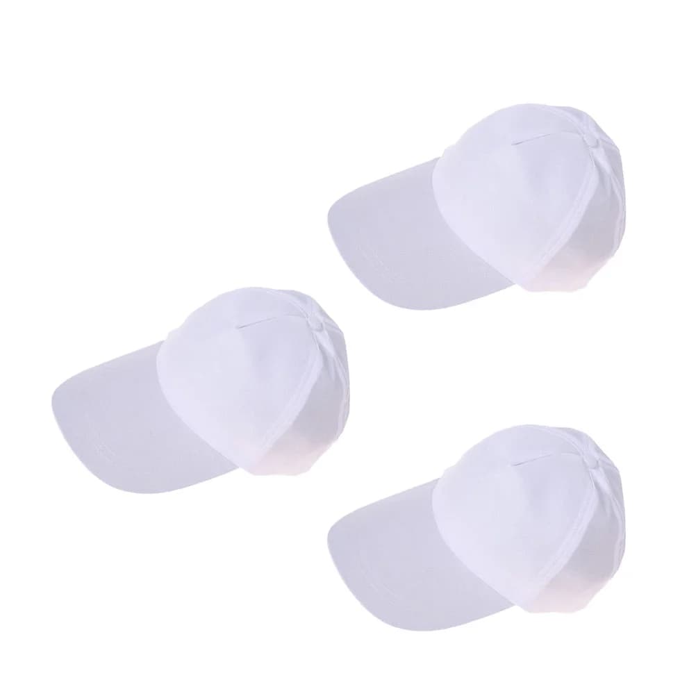 3 Pcs Cotton Baseball Hat Blank White Cap Bulk Stylish Blank Peak DIY Painting Hats Unisex - 4