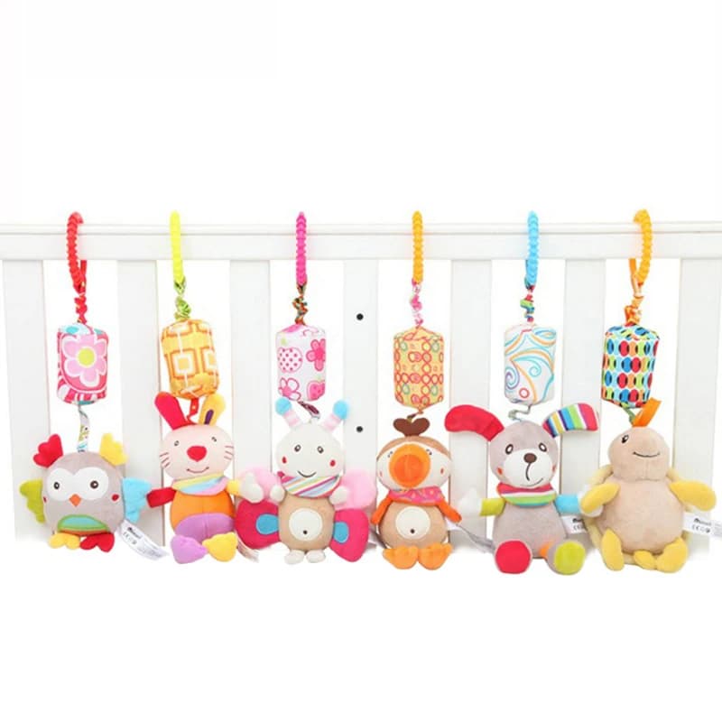 Baby Sensory Hanging Rattles Soft Learning Toy Plush Animals Stroller Infant Car Bed Crib with Teether for Bebe Babies Toddlers - 5