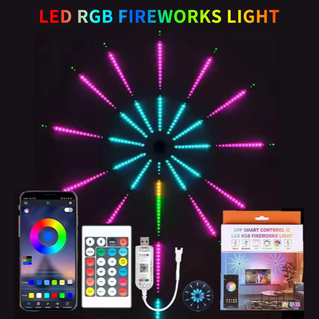 شريط إضاءة LED 5V USB على شكل ألعاب نارية RGBlC مع تحكم عبر تطبيق بلوتوث مصباح ذكي متزامن مع الموسيقى لديكور غرفة النوم