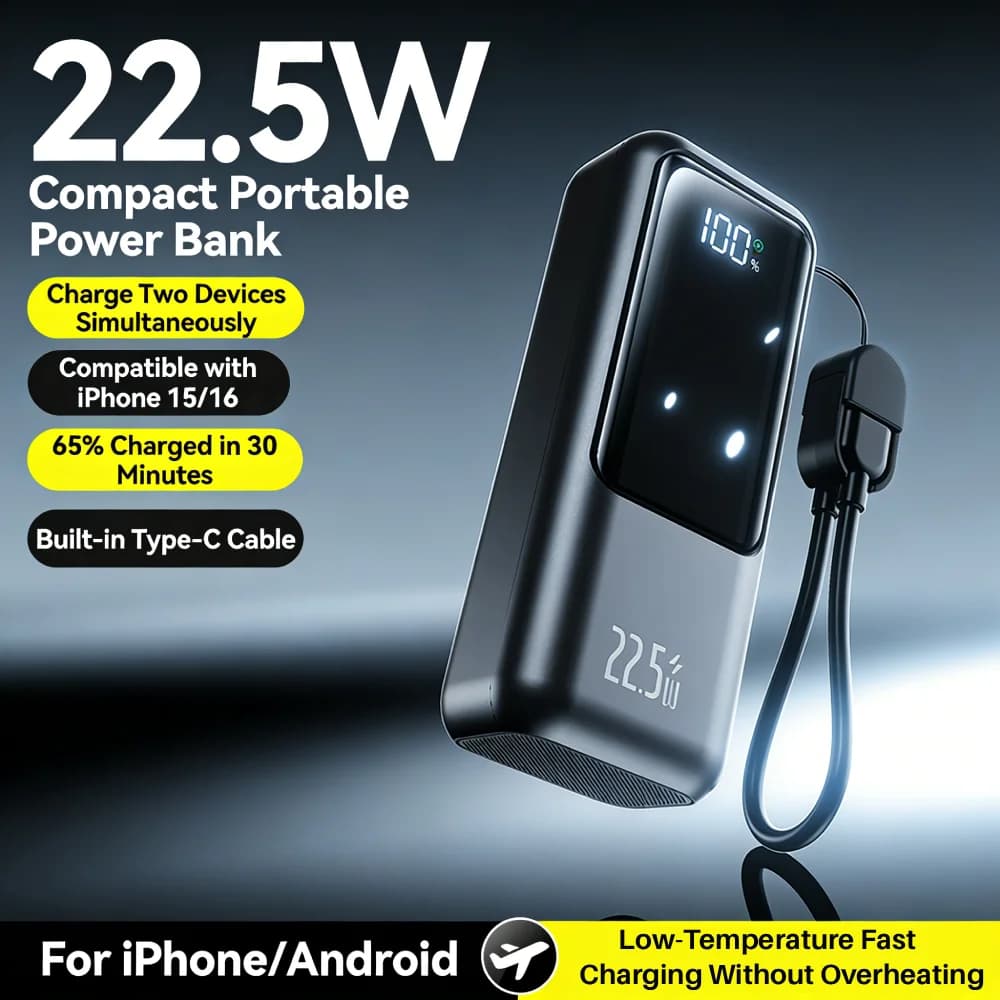 Fast Charging Mini Power Bank 10000mAh Portable External Battery PD22.5W Bidirectional Charger For Samsung iPhone Xiaomi