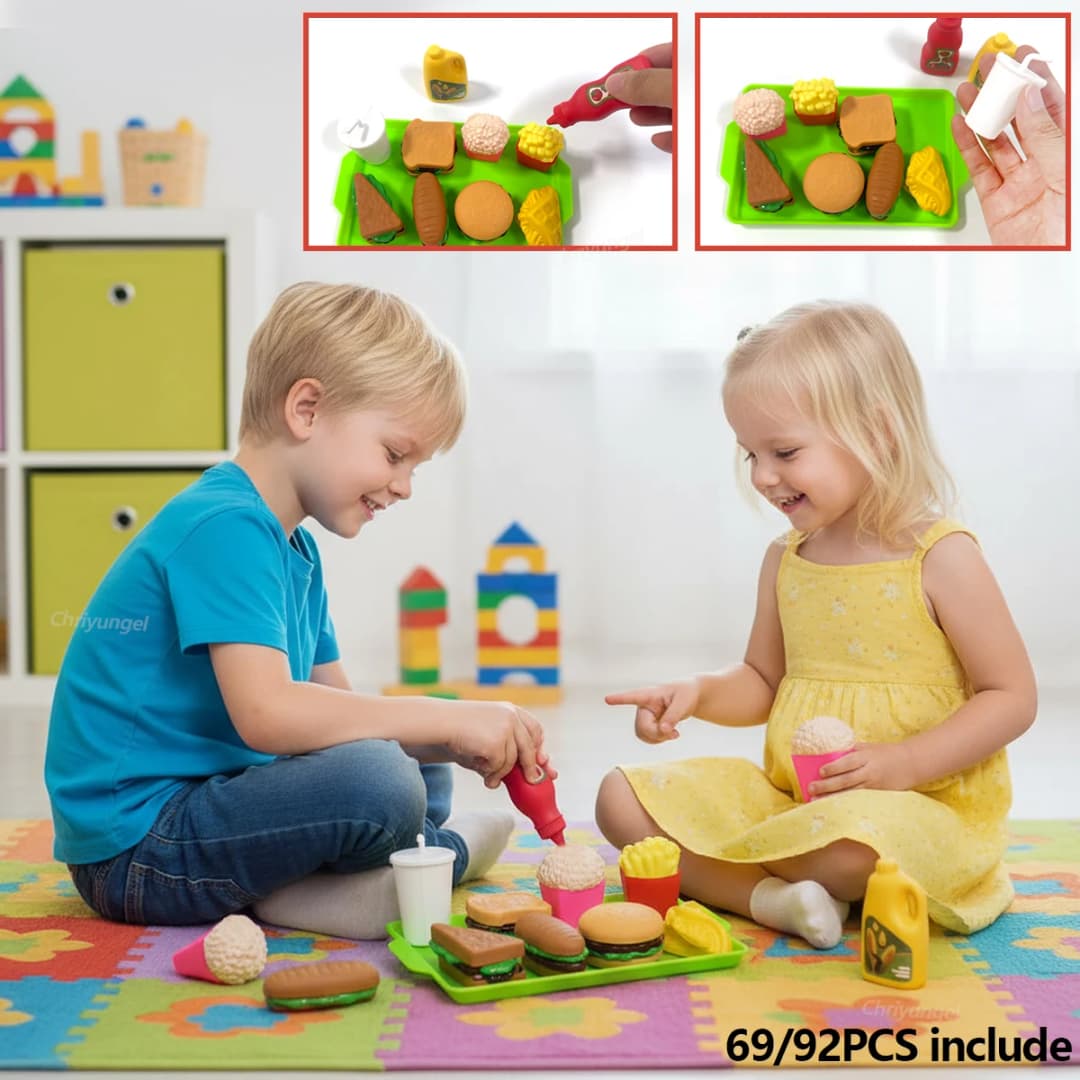 Kids Play Kitchen Toys Set Mini 92/69/59 PCS Pretend Cooking Food with Pots Pans Utensils for Toddlers Girls Boys Children Gift - 3