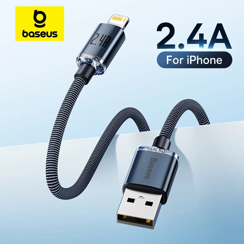 كابل Baseus USB لهواتف iPhone 14 و13 و12 Pro Max وX وXR وXS و8 و7 و6s و6، كابل شحن بيانات سريع، متوافق مع iPad