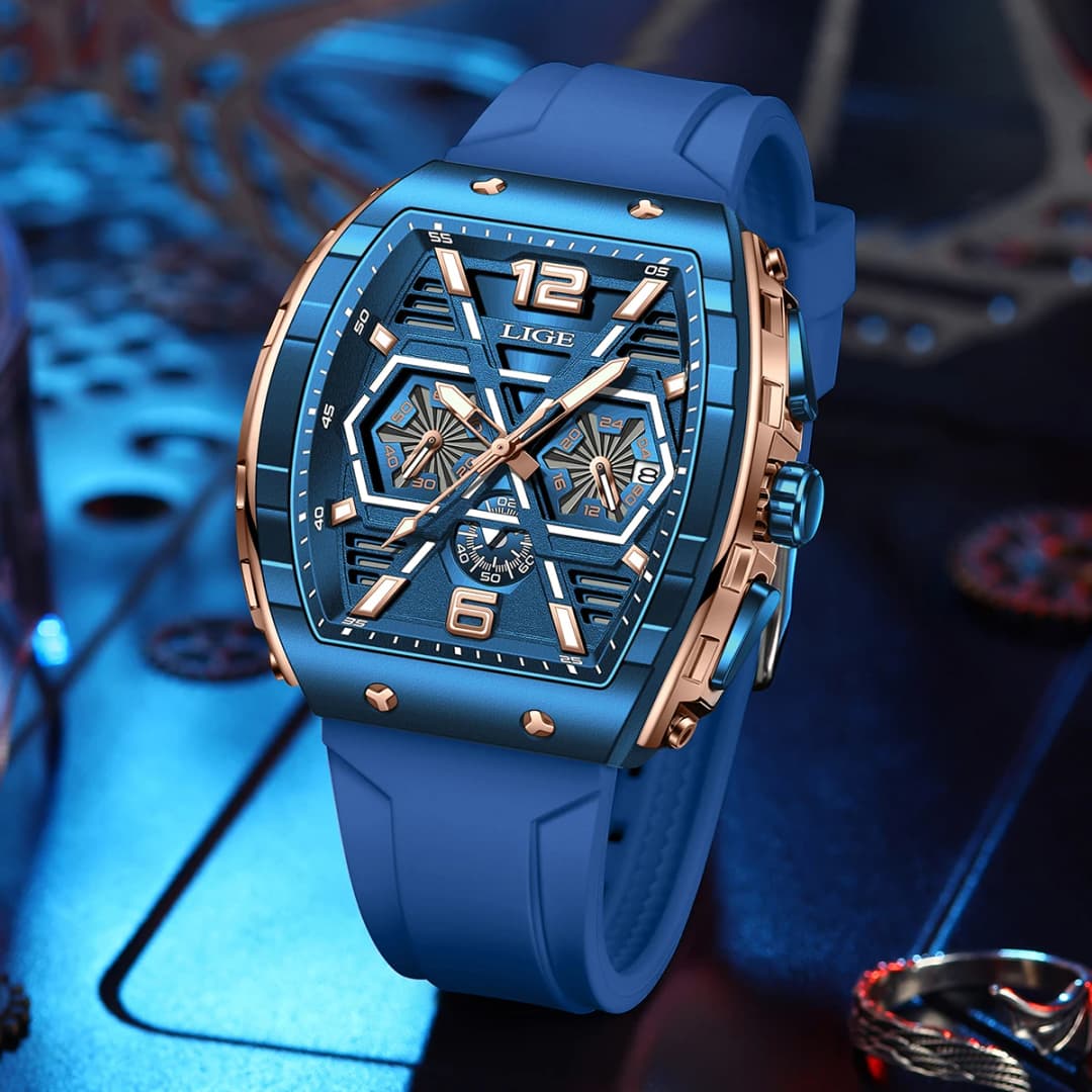 ساعة ليج جديدة مضيئة قوية للرجال موضة عسكرية مربعة كرونوغراف رياضية مقاومة للماء مع علبة - 4