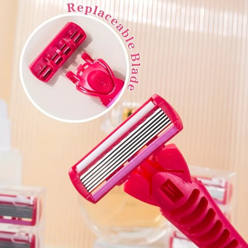 ماكينة حلاقة سلامة 6 طبقات، شفرة فيوجن مستقيمة للرجال، ماكينة حلاقة يدوية مع شفرات، لحلاقة الذقن - 2