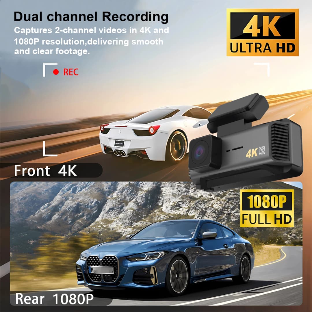 كاميرا سيارة DVR 4K 5G WIFI GPS مصغرة كاميرا لوحة قيادة أمامية وخلفية عدسة مزدوجة صندوق أسود مسجل فيديو قيادة رؤية ليلية - 3