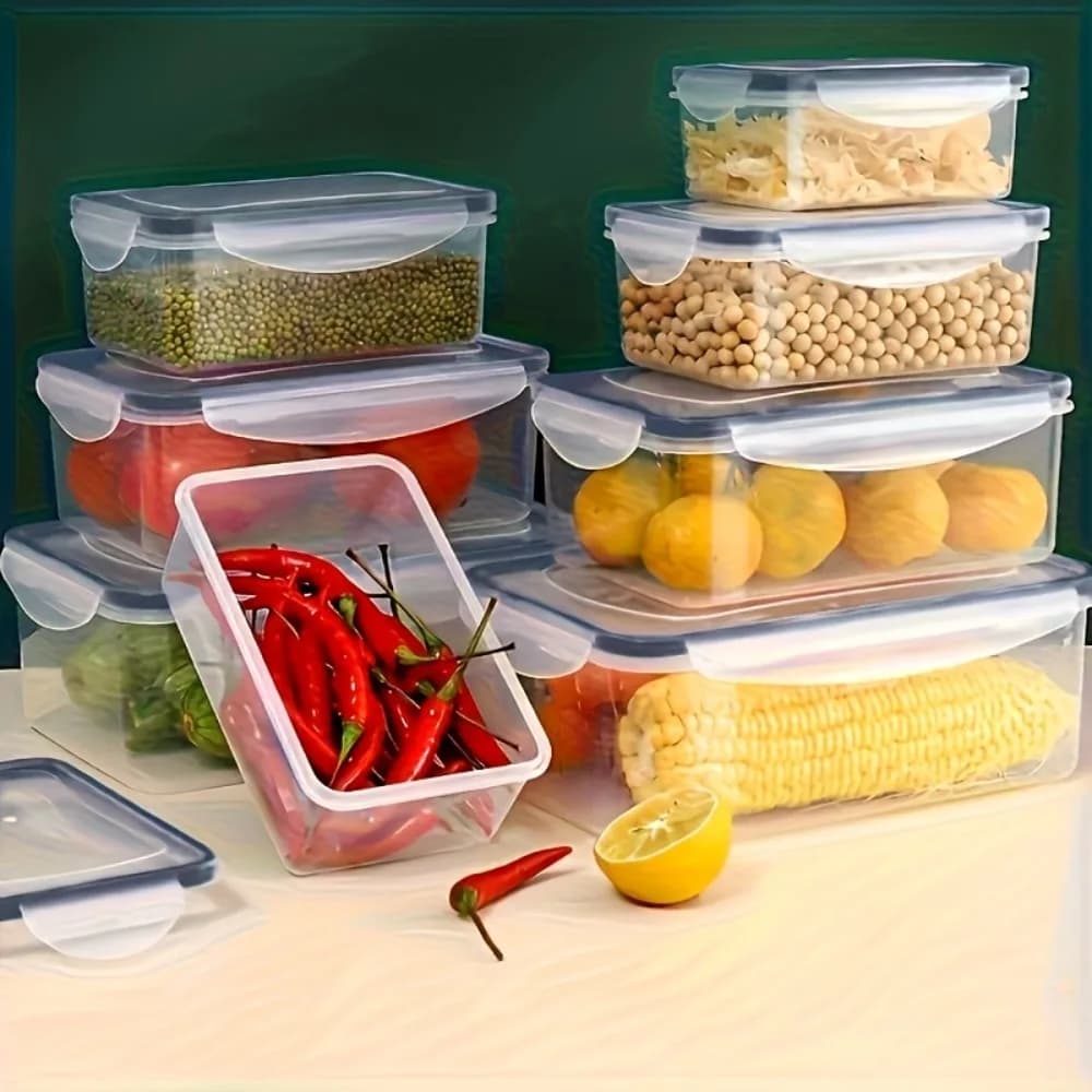 8-PC BPA-Free Airtight Food Containers with Locking Lids - Microwave/Freezer Safe PP Plastic Storage for Dry Goods/Fruit/Veggies - 5