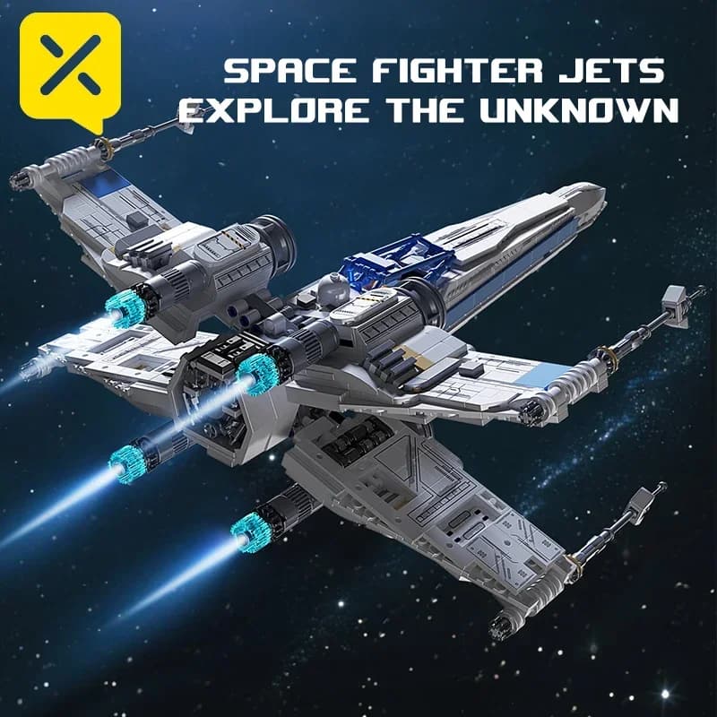 مجموعة مكعبات بناء مقاتلة الفضاء TOYLINX X-Wing مع إضاءة LED ومركبة فضائية ميكانيكية مع طوب الطيار هدايا - 3