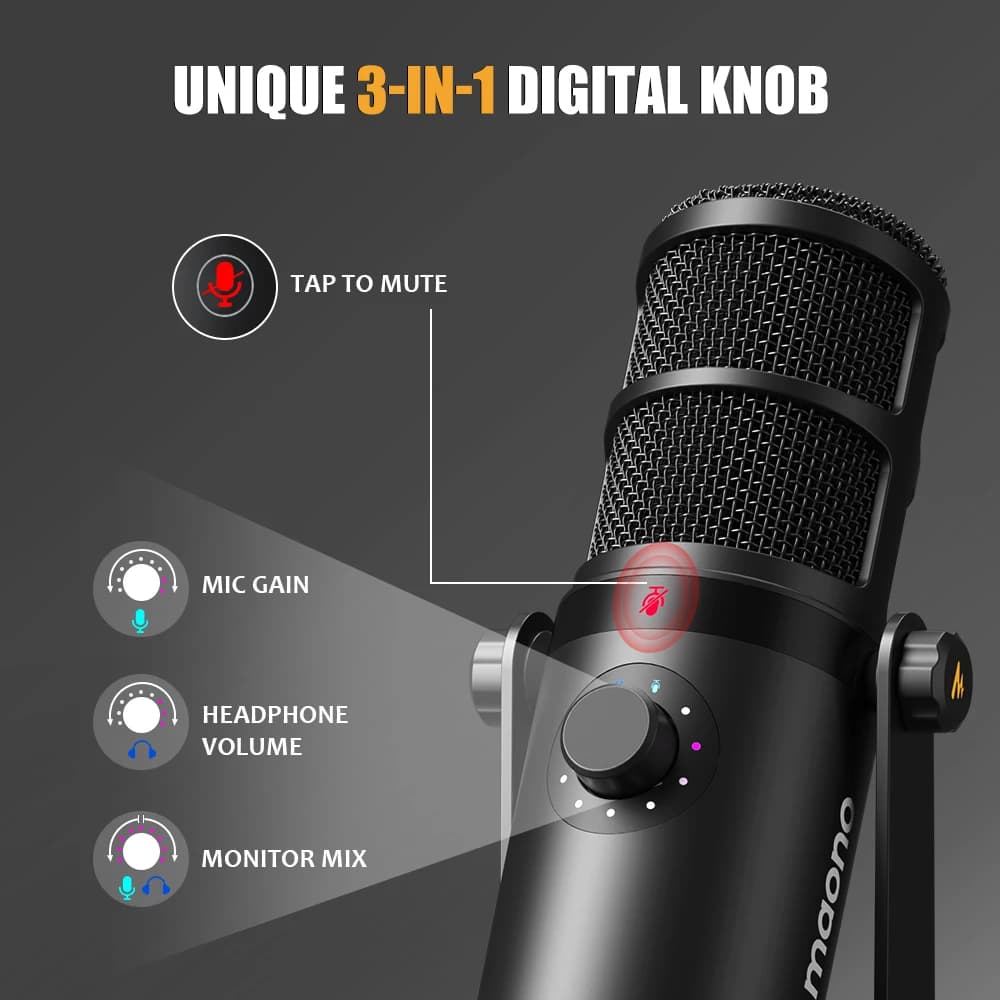 maono PD400X USB/XLR Dynamic Microphone All Metal With One-Touch Mute Headphone Jack And Volume Control For Podcasting Streaming - 2