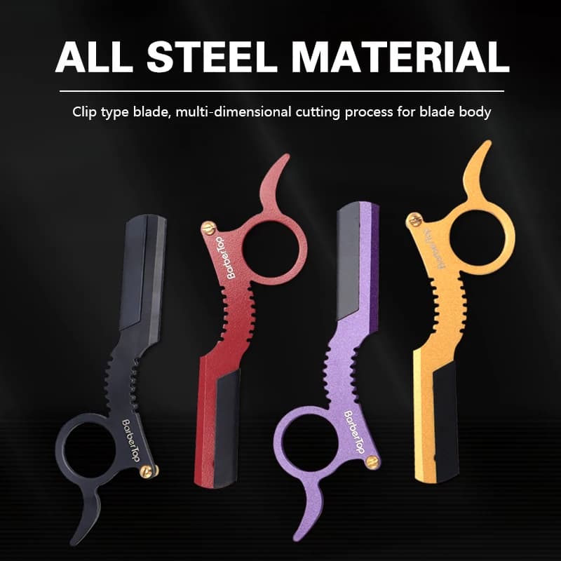 Manual Barber Razor Haircut Shaving Tool - Beard Eyebrow Trimming Blades Straight Edge for Hairdresser Professional Depilation - 6