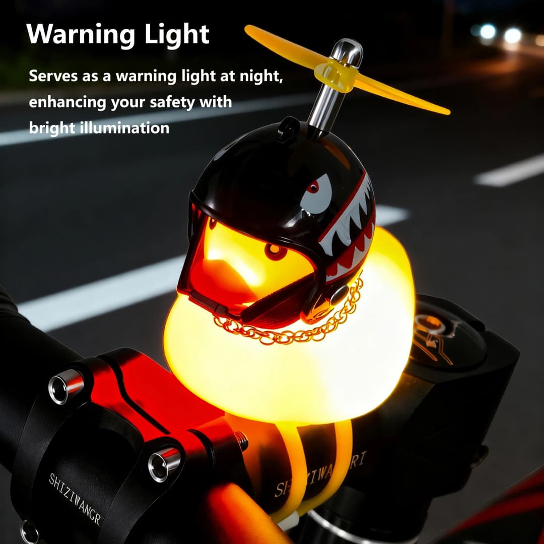 Bells Bicycle Yellow Duck Cartoon Little Yellow Ducks Helmet Head Light Shining Duck Bicycle Bells Handlebar Bicycle Accessories - 3