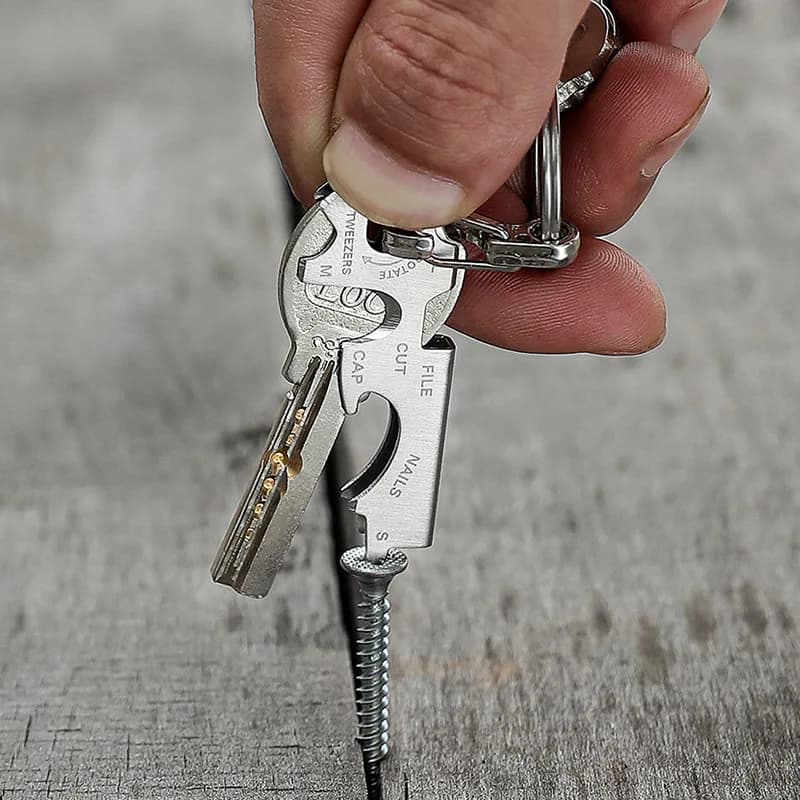 Carabiner gear 8 tool in 1 key ring quickdraw multi multitool multipurpose pocket gadget edc keychain keytool multifunction - 2