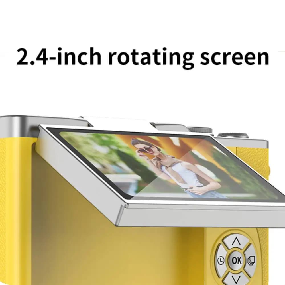 كاميرا رقمية 4K بدقة 48 ميجابكسل مع فلاتر تجميل، كاميرا CCD مضادة للاهتزاز بزاوية 180 درجة، كاميرا سيلفي بشاشة قابلة للطي للأطفال والكبار - 2