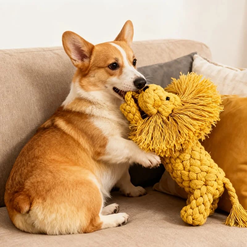 Lion-Shaped Chew Rope Dog Toy - Single Pack,Non-Toxic And Durable, Safe for Dental Care, Interactive Game for Indoor And Outdoor