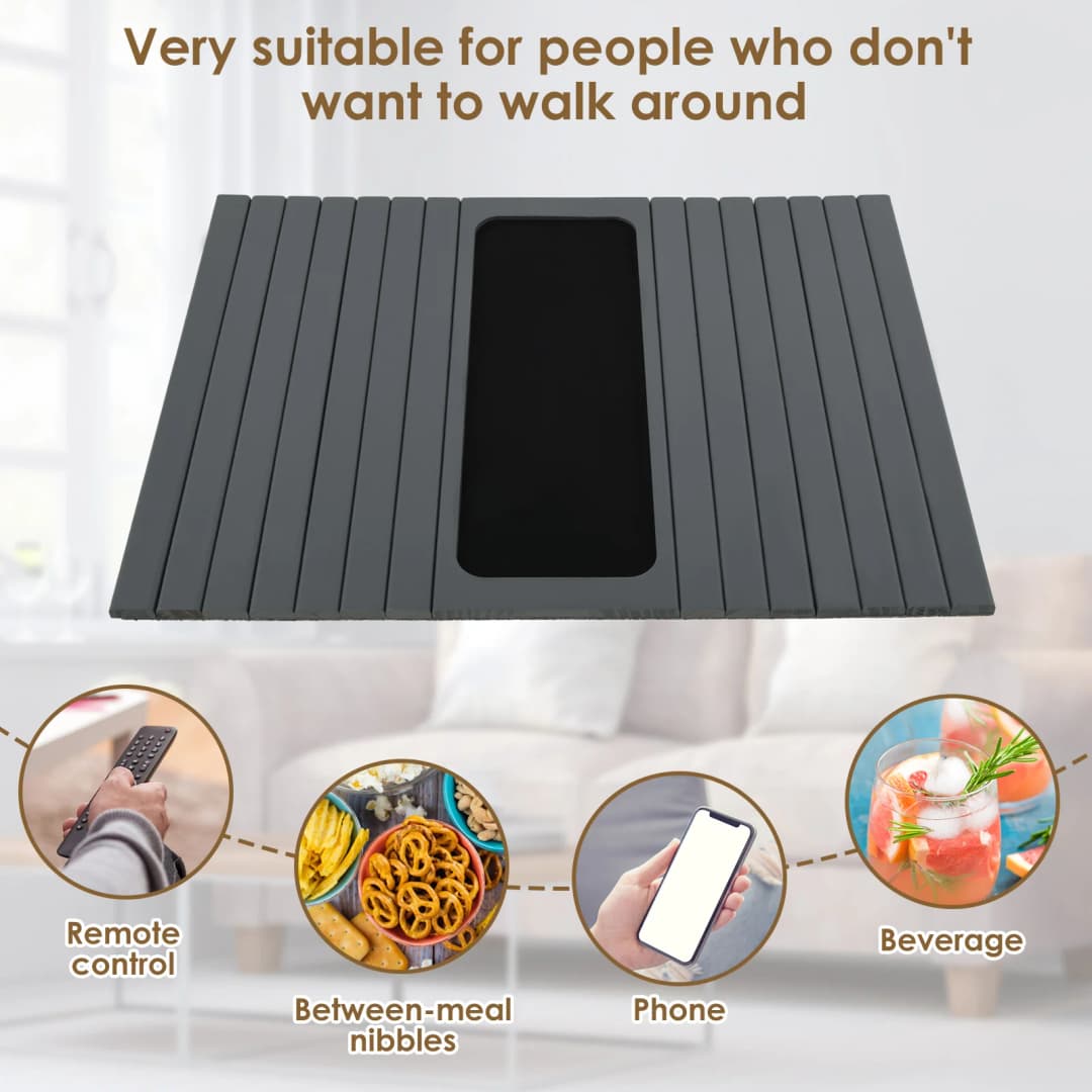 صينية ذراع أريكة خشبية بتصميم قابل للطي، صينية أريكة متينة وقوية، صينية أريكة ملائمة للتخزين، صينية أريكة منزلية - 5