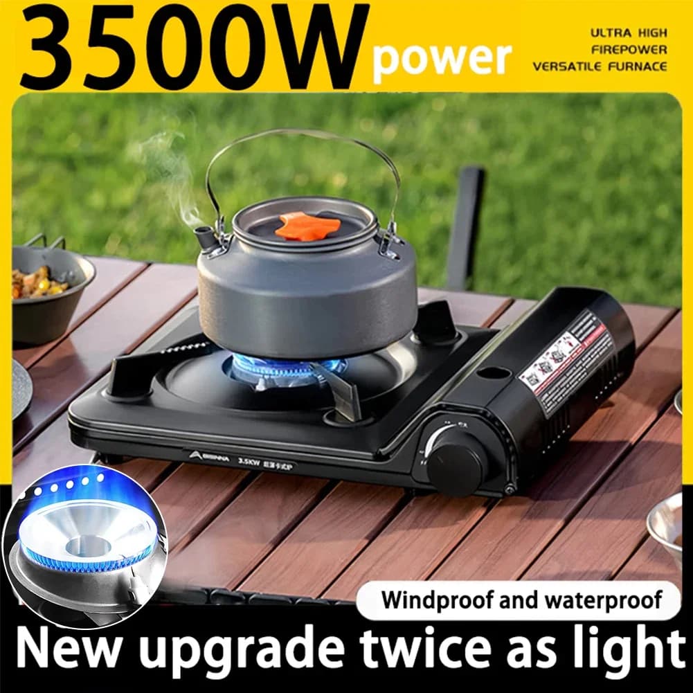 Portable Single Burner Camping Gas Stove - Automatic Ignition Cassette Stove for Indoor Outdoor Cooking Hiking Picnic - 4