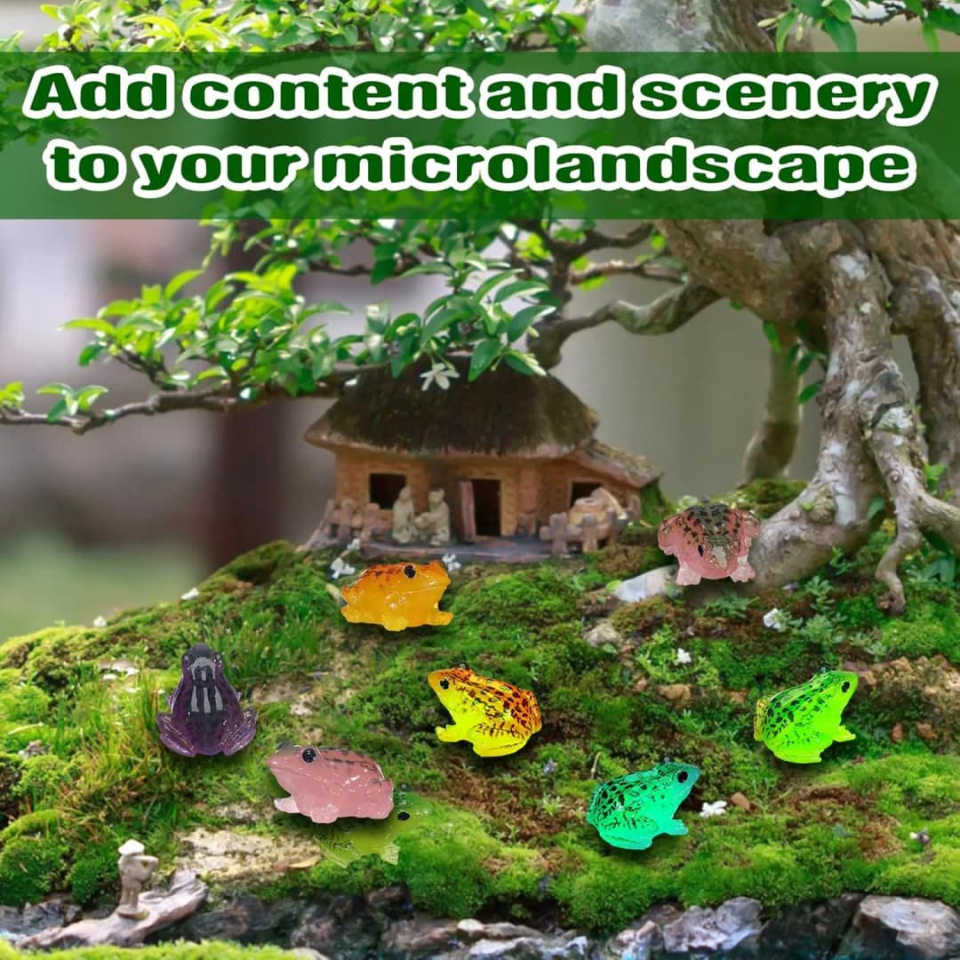 50/20Pc Miniature Frog Figurines Luminous Mini Resin Frog Figures Garden Decor DIY Terrarium Craft for Moss Landscape Decor - 5