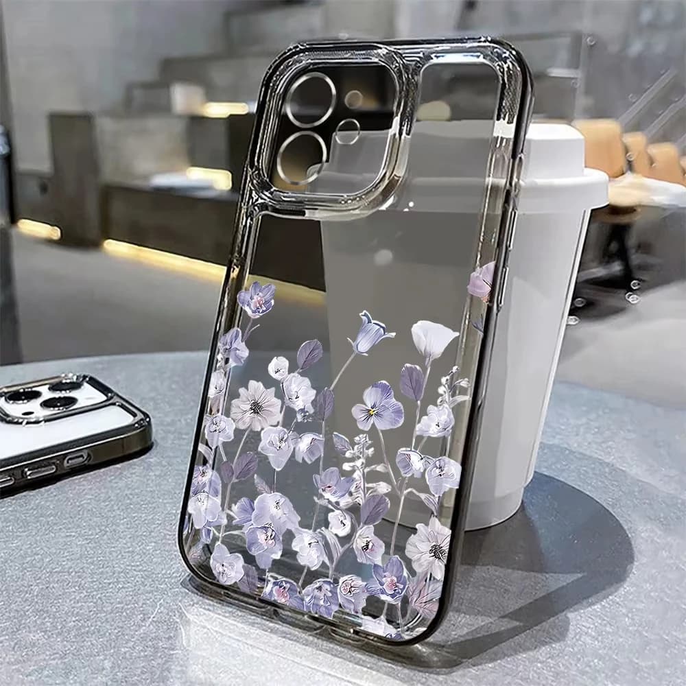 Flower Phone Case For iPhone 17 16 18 13 11 14 12 15 Pro Max Air 16e 7 Plus SE Shockproof Transparent Cover Silicone Soft Funda - 5