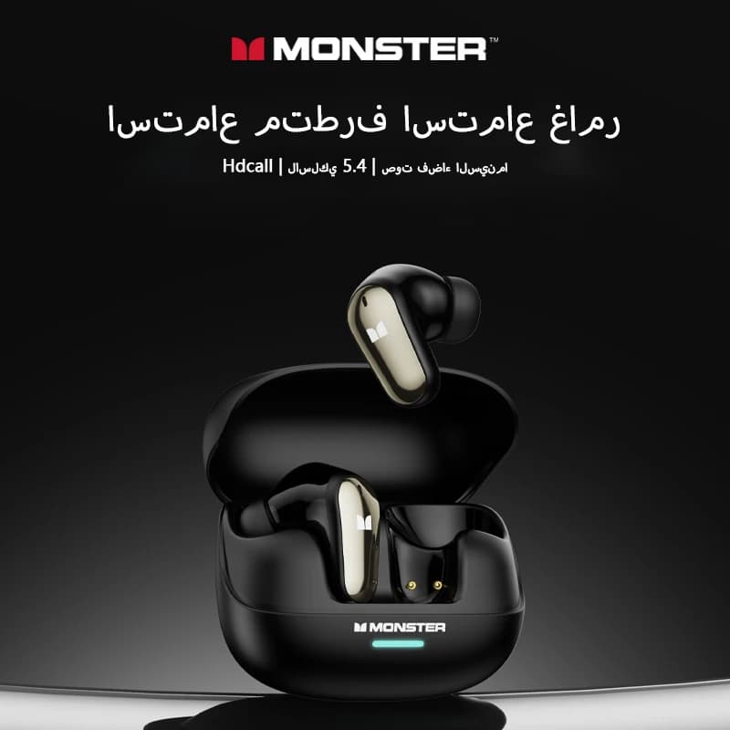 سماعات Monster MQT52 لاسلكية بلوتوث 5.4، عمر بطارية طويل، سماعات ألعاب، وضع مزدوج HIFI، صوت ستيريو مع ميكروفون