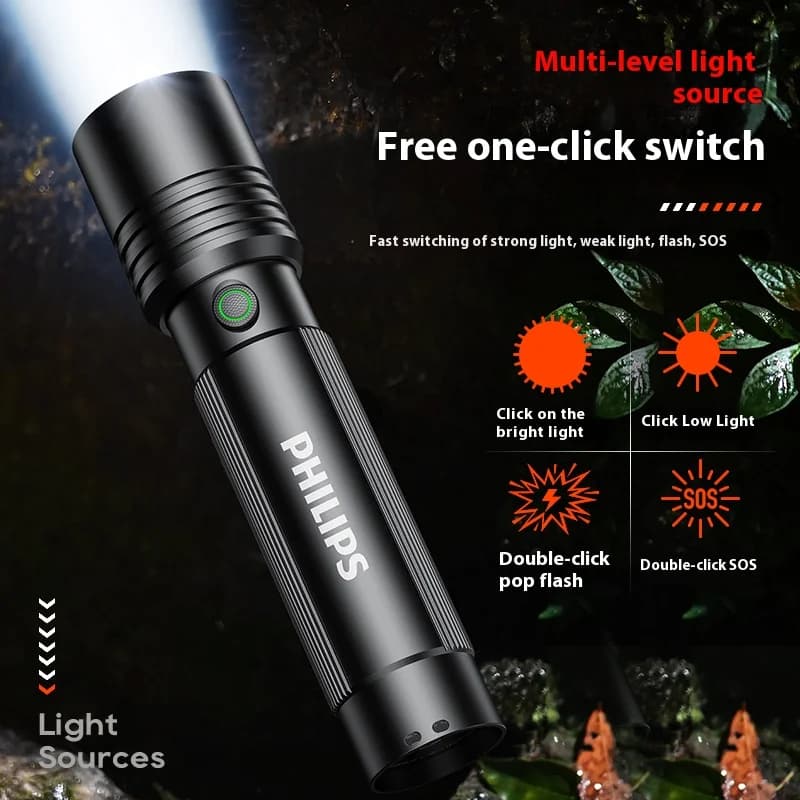 Philips SFL2146 High Power LED Flashlight with 4 Lighting Mode Portable Rechargeable led Lamp for Outdoor Camping Lights - 5