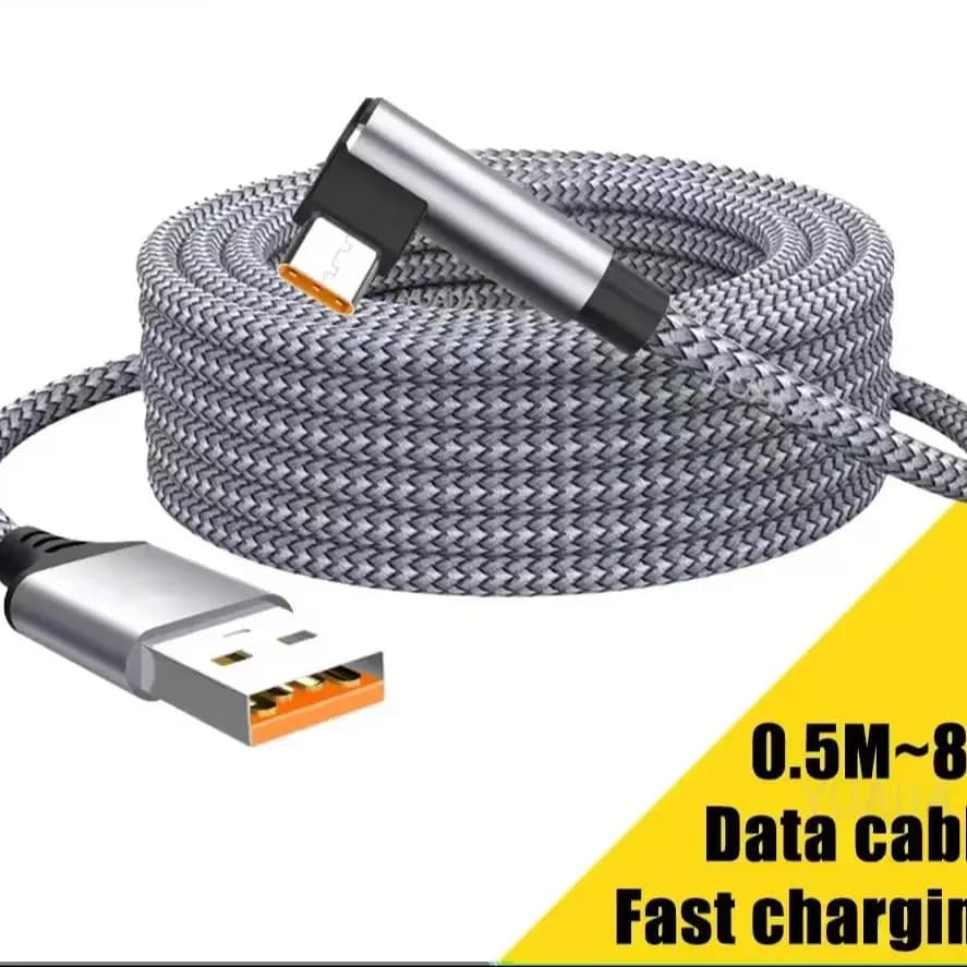 6A USB C Elbow Type C Fast Charge Cable 3m 5m Phone Extend Charging Cable for Samsung Huawei Xiaomi Oppo OnePlus VR Camera