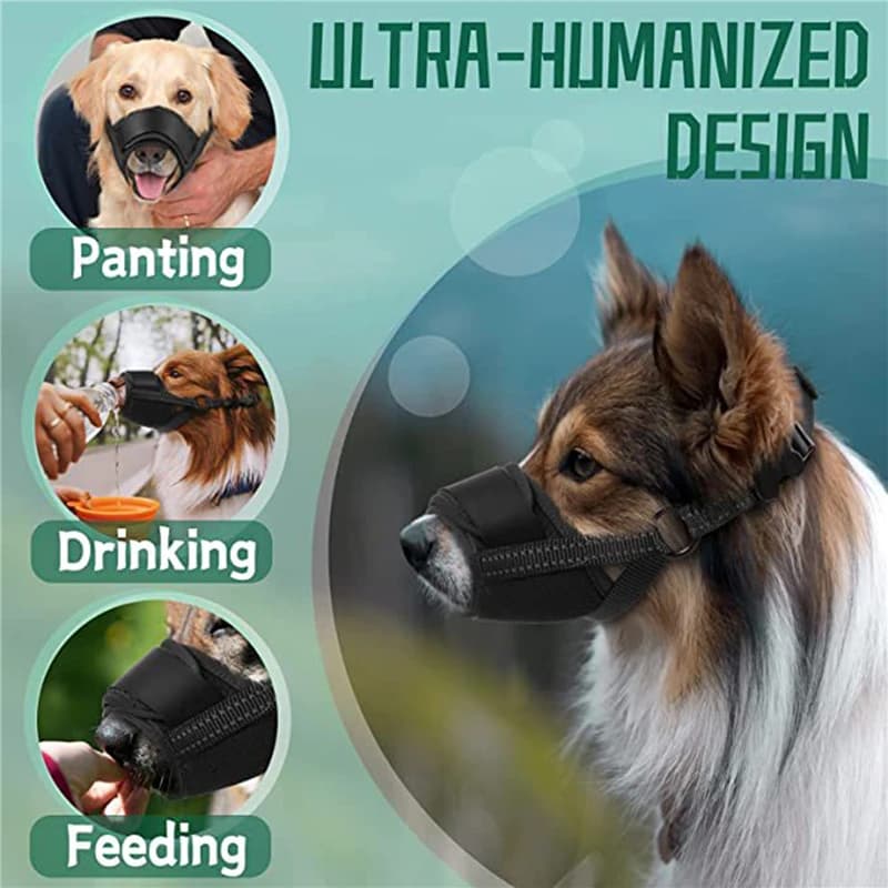 Dog Muzzle Puppy and Large Dog Anti Barking Adjustable Anti-biting Mesh Breathable Soft Pet Mouth Muzzles Straps Doggie Supplies - 3