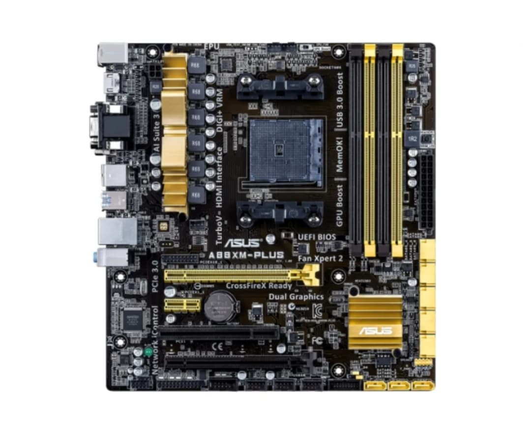 لوحة أم ASUS Socket FM2/FM2+ A88XM-PLUS، تدعم معالجات AMD A10، ذاكرة DDR3 حتى 64 جيجابايت، منفذ PCI-E 3.0، متوافقة مع HDMI، مستعملة - 4