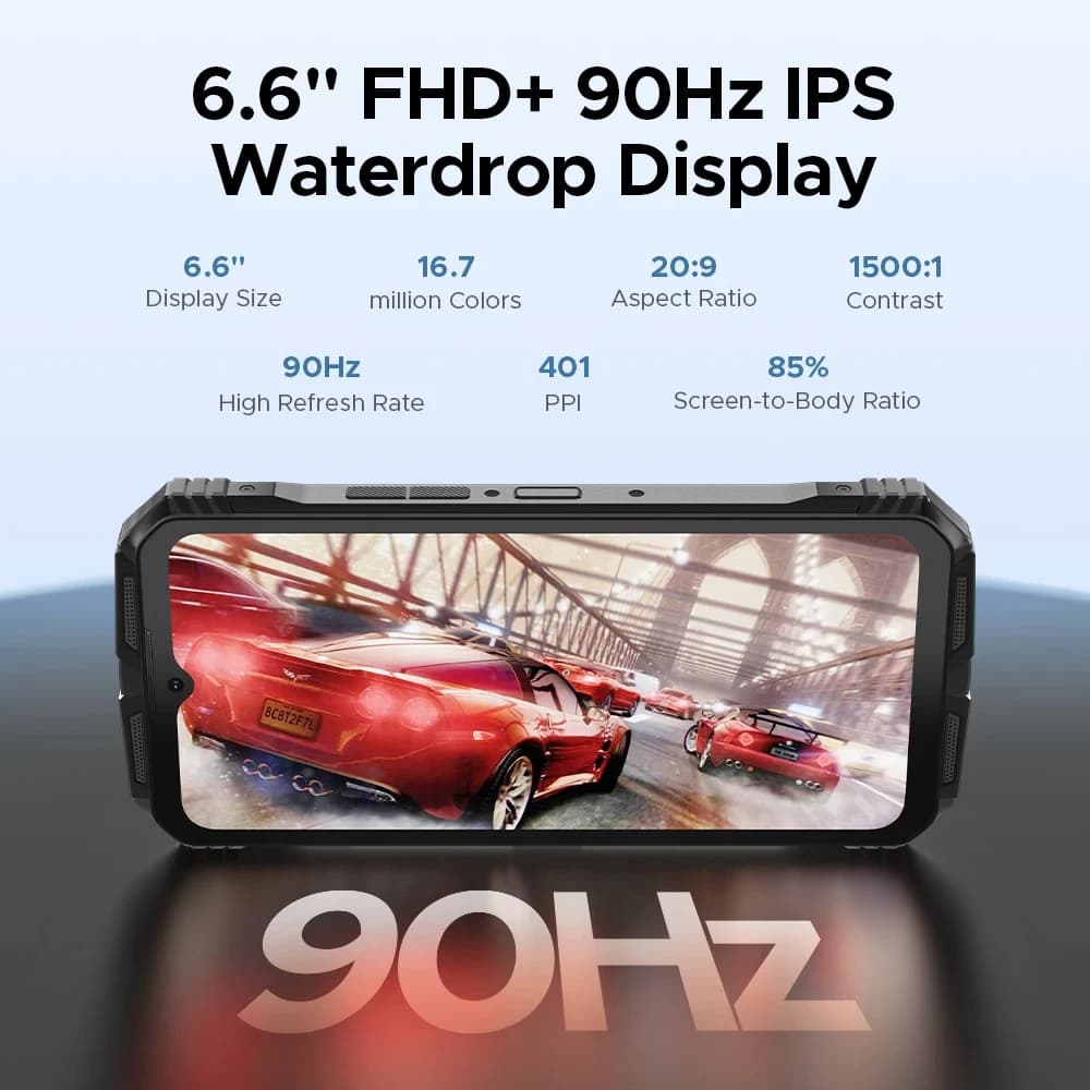 هاتف DOOGEE Spunk Pro متين، إصدار عالمي، شاشة 6.6 بوصة، 90 هرتز، ذاكرة 20 جيجابايت، تخزين 512 جيجابايت، بطارية 10800 مللي أمبير، كاميرا 50 ميجابكسل، أندرويد 14، NFC - 4