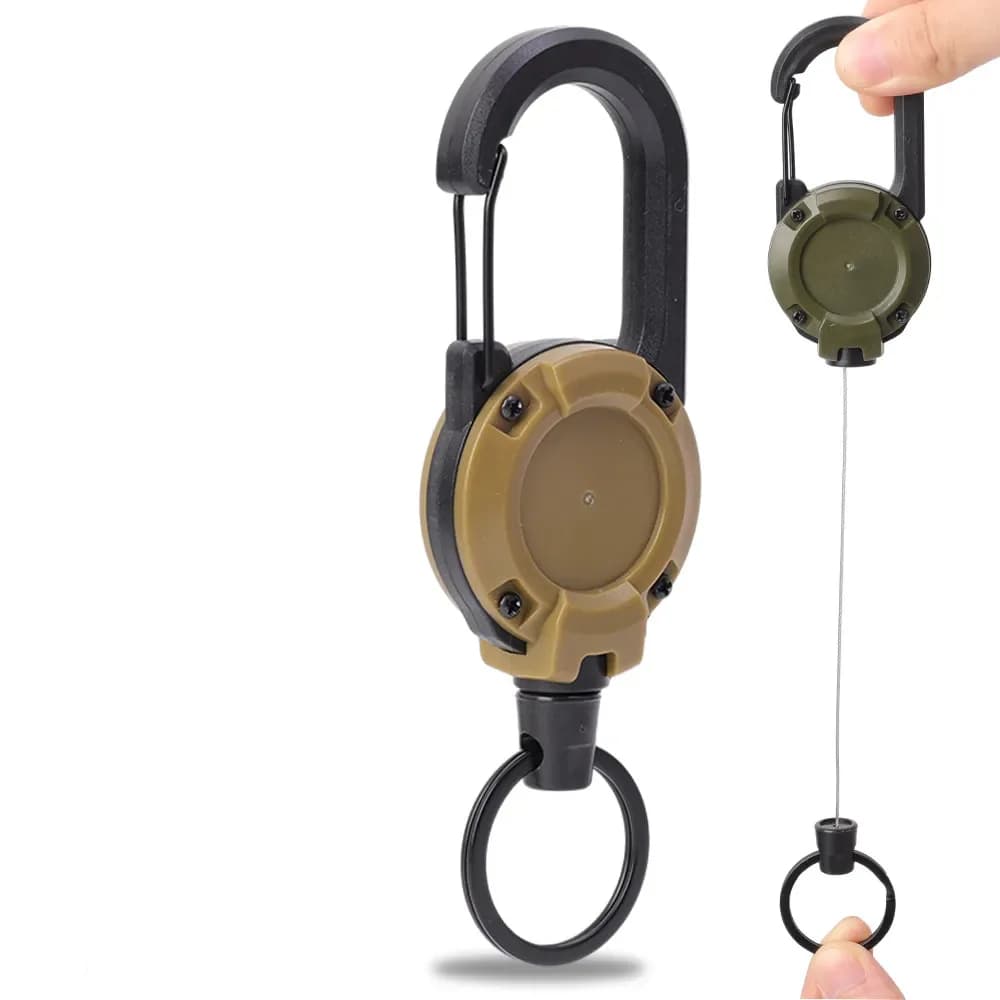 قابل للسحب الثقيلة سحب بكرة حلقة تسلق سلسلة مفاتيح قوية أسلاك الفولاذ حبل مشبك الربيع حلقة رئيسية في الهواء الطلق رياضي المفاتيح أداة - 2