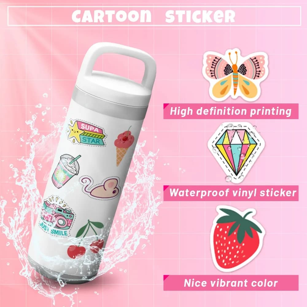 100pcs Kawaii Cute Sticker Vsco Live Aesthetics for Kid Colorful Sticker DIY Laptops Water Bottles Phones Decorative Stickers - 5