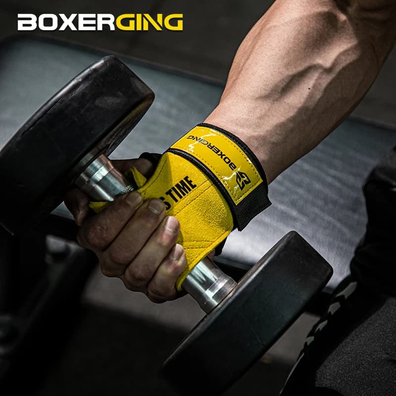 قفازات رياضية من جلد البقر، مقابض مضادة للانزلاق، حزام طاقة الوزن، وسادات رفع، حزام الرفع المميت، قفازات كروسفيت للياقة البدنية، حماية راحة اليد - 3