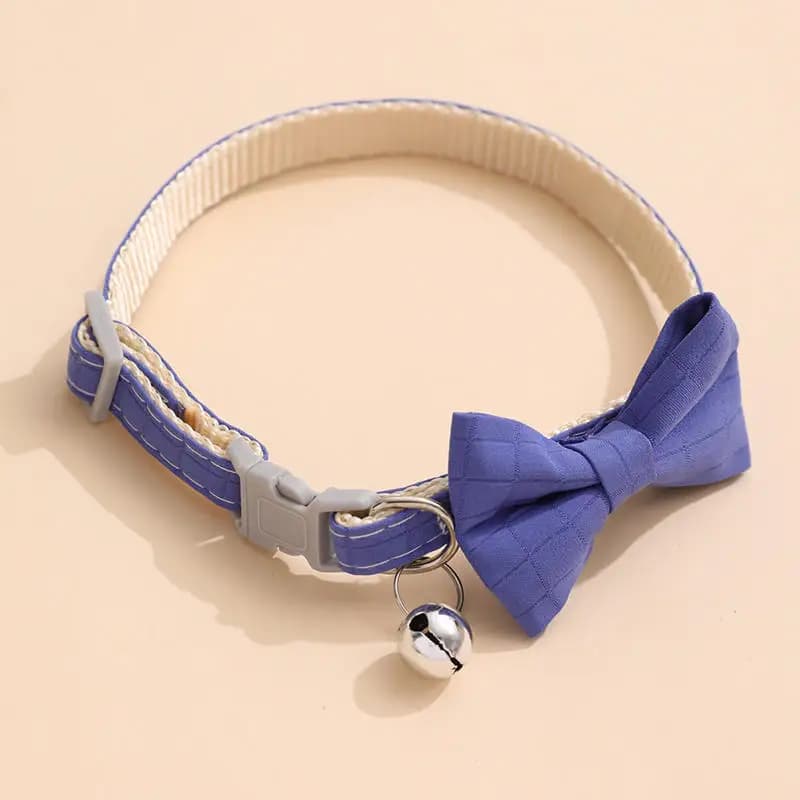 Bow Collar Solid Color Bowknot Puppy Chihuahua Adjustable Cats Accessories Safety Bell Tie Bow Buckle Pets with Collar New - 6