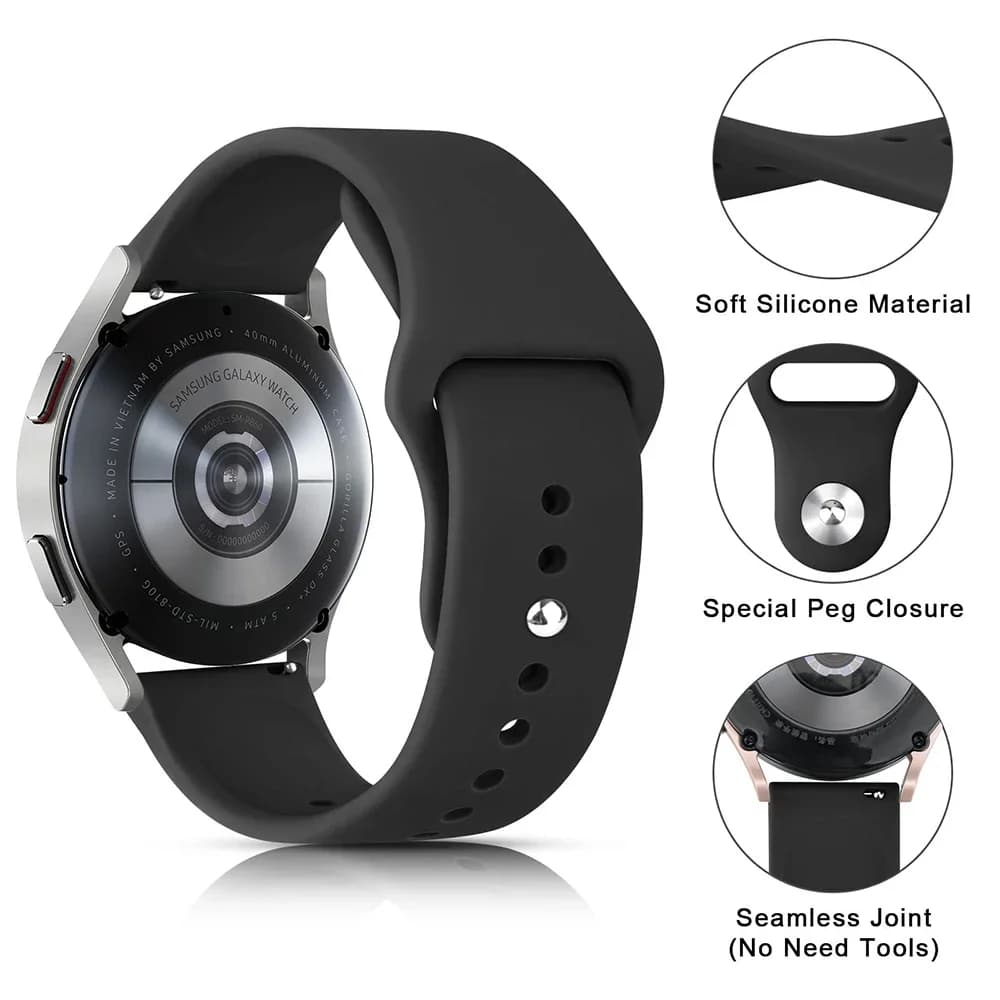 Silicone strap For Samsung Galaxy watch 6/4/Classic/5/5 pro/Active2/Gear S3 22mm 20mm bracelet Huawei watch GT 2/2e/3/3 pro band - 4