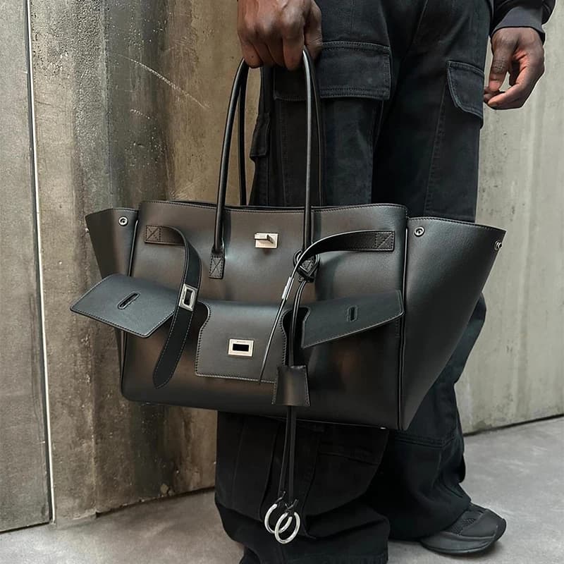 Brand New Large Capacity Tote Bag Luxury Fashion Handbag Buckle Design Shoulder Bag Fashion Casual Clutch Versatile Travel Bag - 5