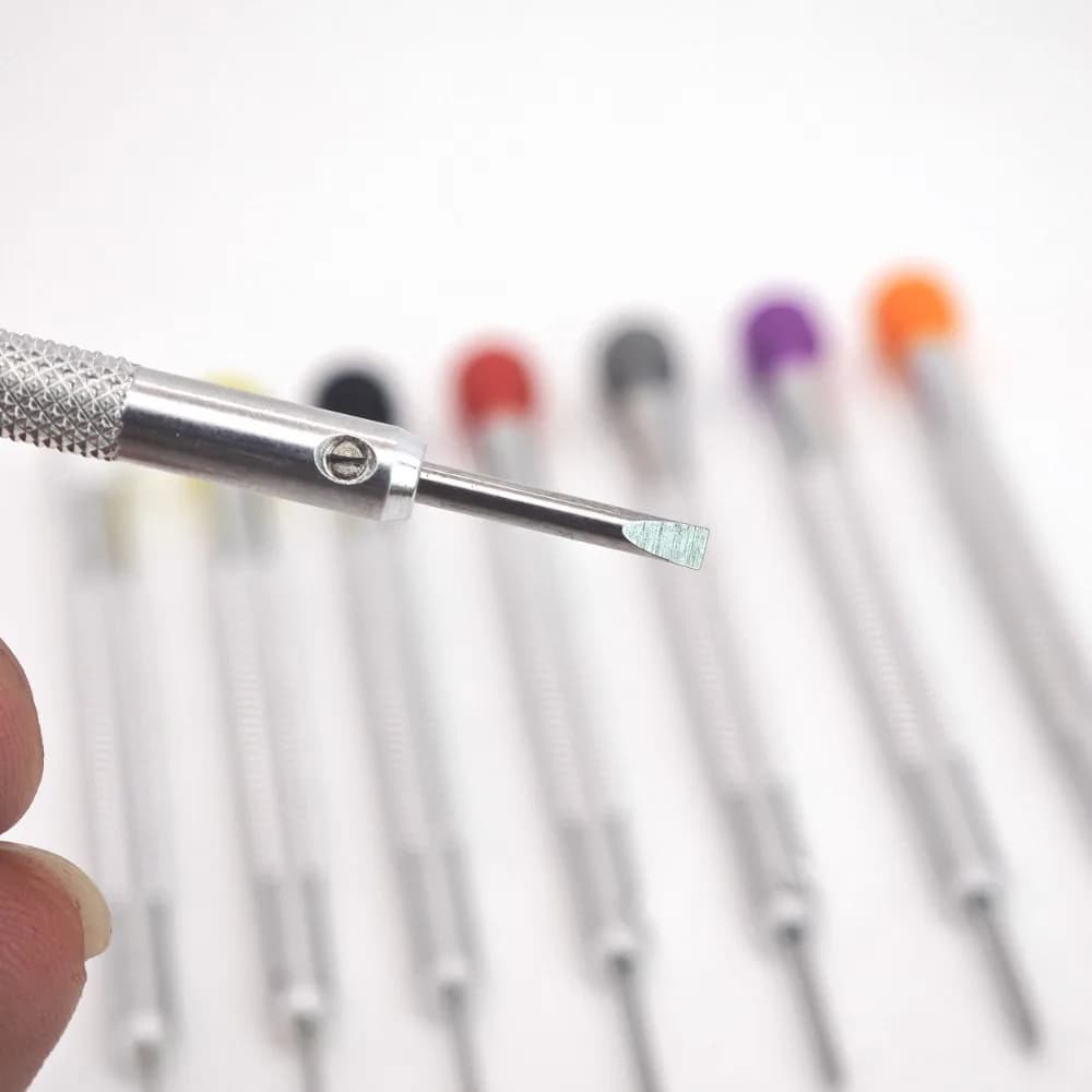 مجموعة مفكات صغيرة مسطحة للساعات 8 قطع لإصلاح وصيانة الساعات مفك دقيق لصانعي الساعات أدوات احترافية للساعات - 6