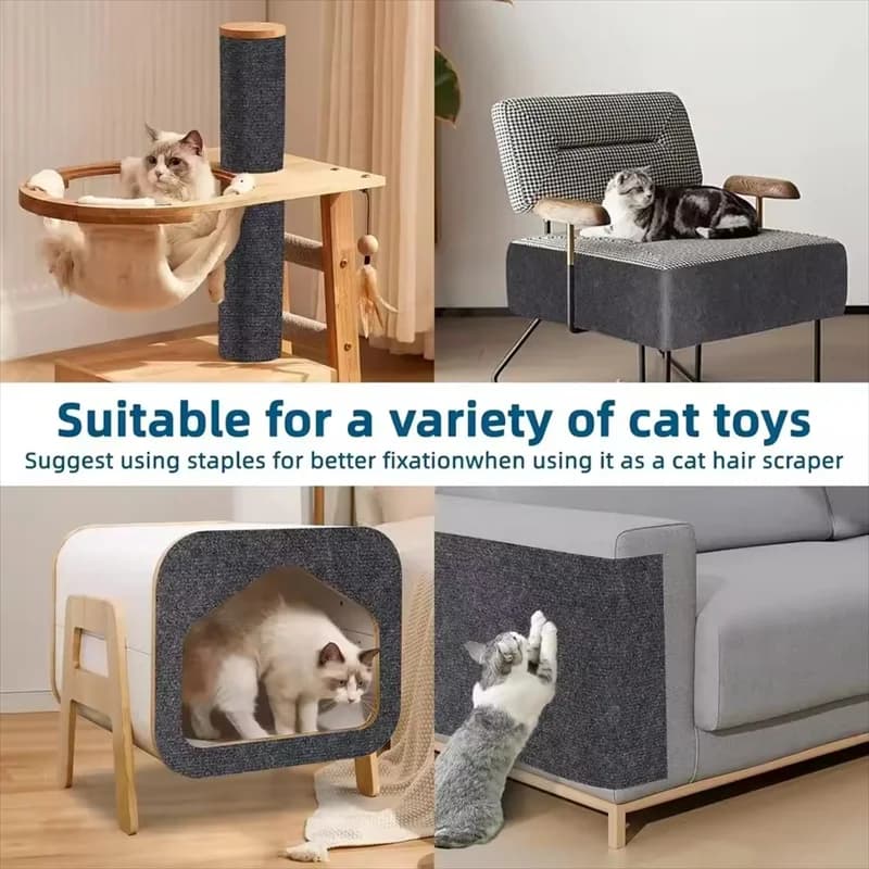 DIYSelf-Adhesive Cat Scratching Mat Trimmable Cat Carpet Cat Scratching Carpet Corner Wall Cat  Scratch Sofa Furniture Protector - 5