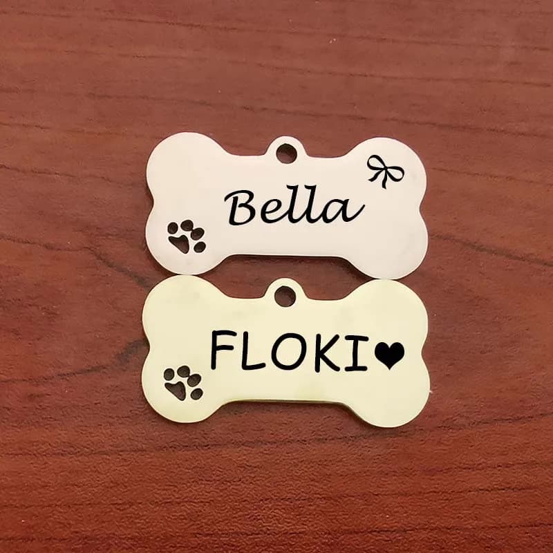 Pet ID Tag Personalized Free Engraved Keychain for Cat Puppy Dog Tag Pendant Keyring Bone Paw Bone Pet Accessories - 2