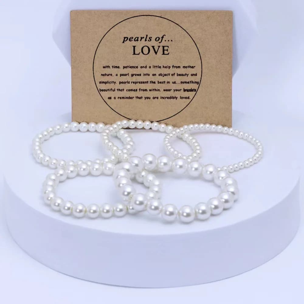Handmade High Quality Resin Faux Pearl Bracelet Minimalist Round Bead Bangle for Women Men Wedding Jewelry Party Gift - 6
